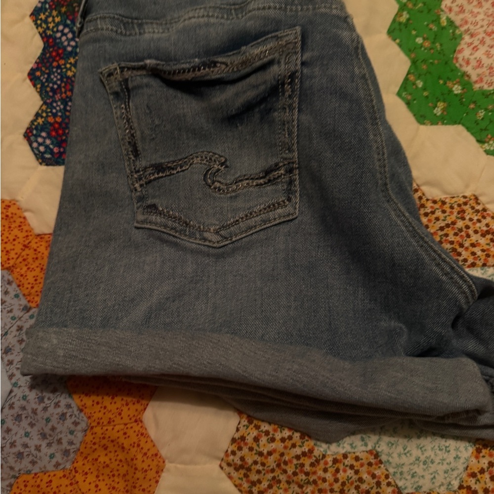 Silver brand Light Blue Cropped Denim Shorts
